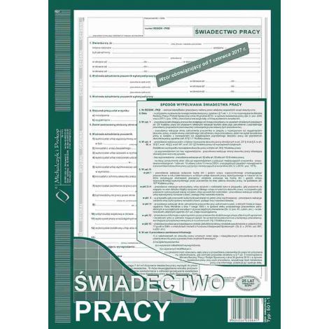 Druk MiP Świadectwo Pracy A4/40